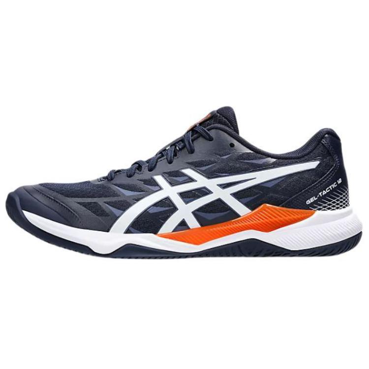 Asics Gel-Tactic 12 Synthetic Leather Versatile Comfortable Durable Low-Top Training Shoes Men Sneakers Black White Orange 1073A058-402