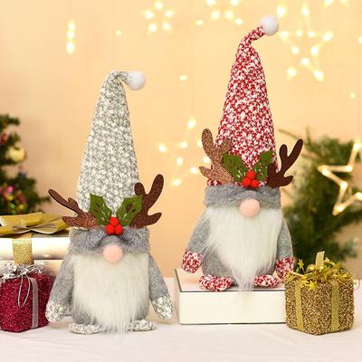 Christmas Decorations with Antlers Faceless Doll Doll Elderly Window Display Gift for Children