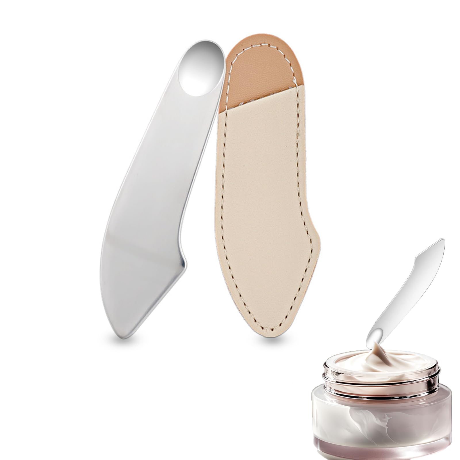 

Coolooda Spatula Cosmetic Tool Косметический шпатель для смешивания косметических средств Шпатель для макияжа Инструмент для макияжа Шпатель с чехлом для хранения Косметическая ложка для макияжа