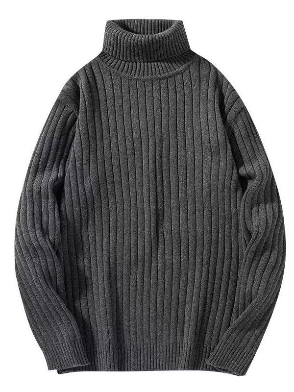 Men's Korean Style High Neck Sweater - Trendy Warm Autumn/Winter Knitwear for Casual Wear