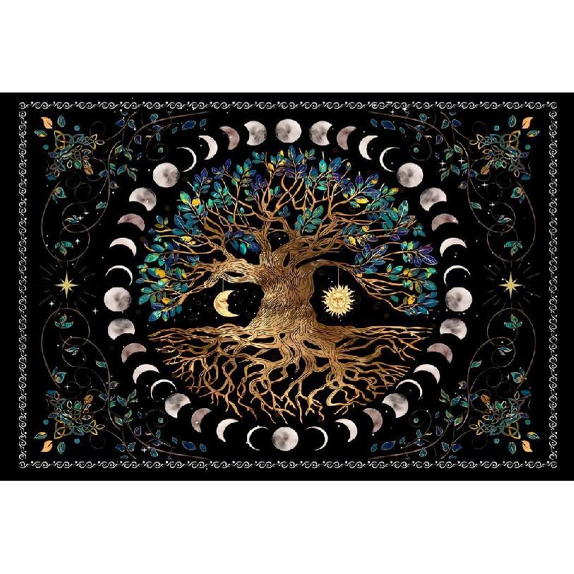 Dyshlynx Tree of Life Tapestry 59x51" Tapestry for Bedroom boho wall hanging Decor, Black Aesthetic Decoration for Living Room Ceiling Dorm Home Art