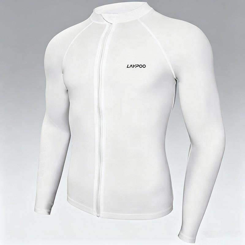 Mens Zipper Rash Guard Wetsuit Set Snorkeling Surfing Swimming UV Protection Long Sleeve Separated Suit
