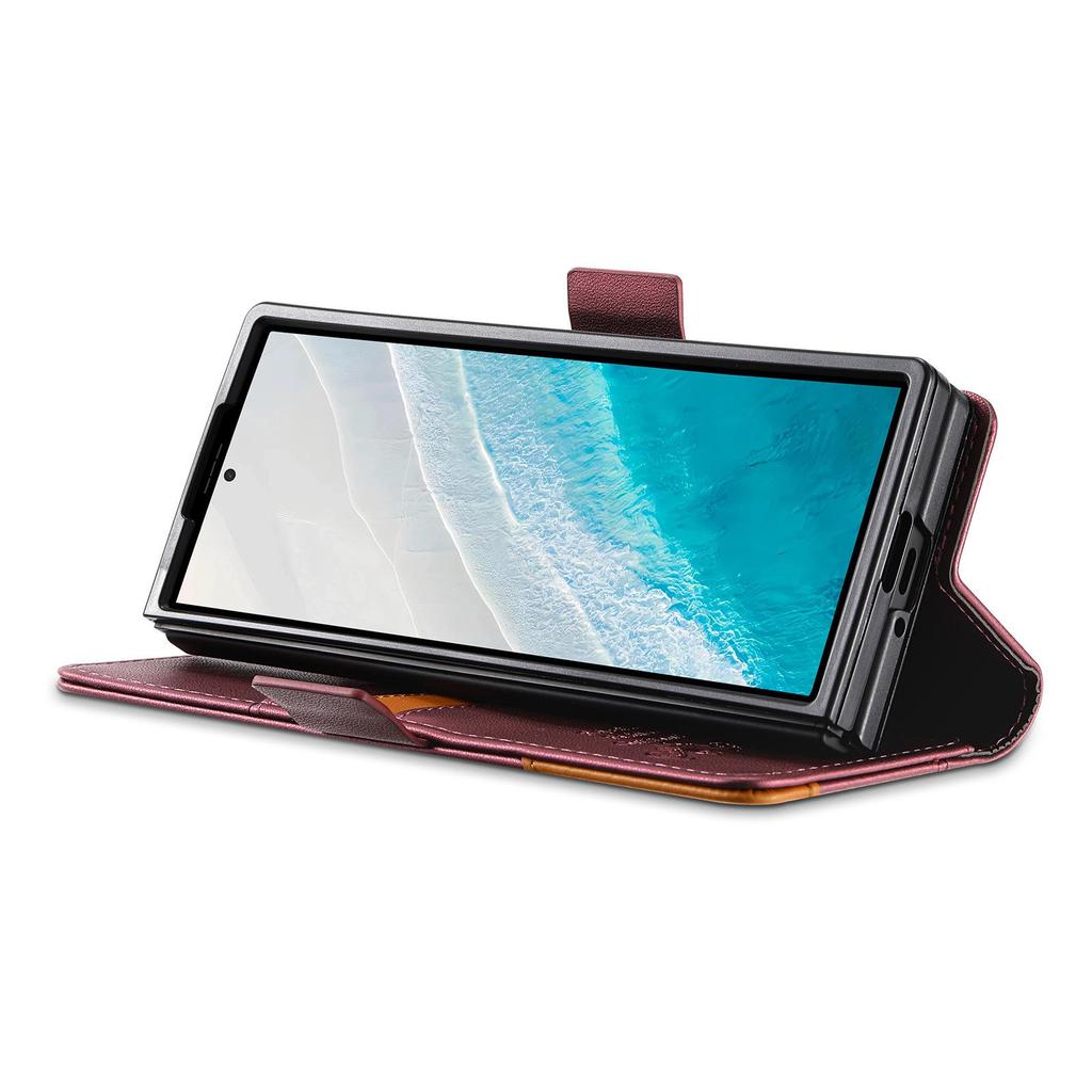 Samsung Z Fold6/7 Vollständige Abdeckung Magnetische Leder-Klapphülle, Zweifarbig mit Kartenfach