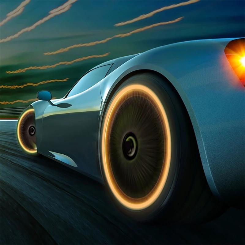 Glowing Car Motorcycle Bicycle Valve Caps - 4-Piece Fluorescent Stem Core Protectors Universal Auto Accessories Valve Stems 1