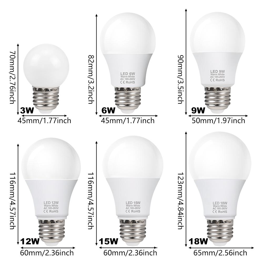 4pcs/lot LED Light Bulbs E27 AC 220V SMD2835 3W 6W 9W 12W 15W 18W Home Indoor Room LED Lamps Cold/Warm White Lights Bulb