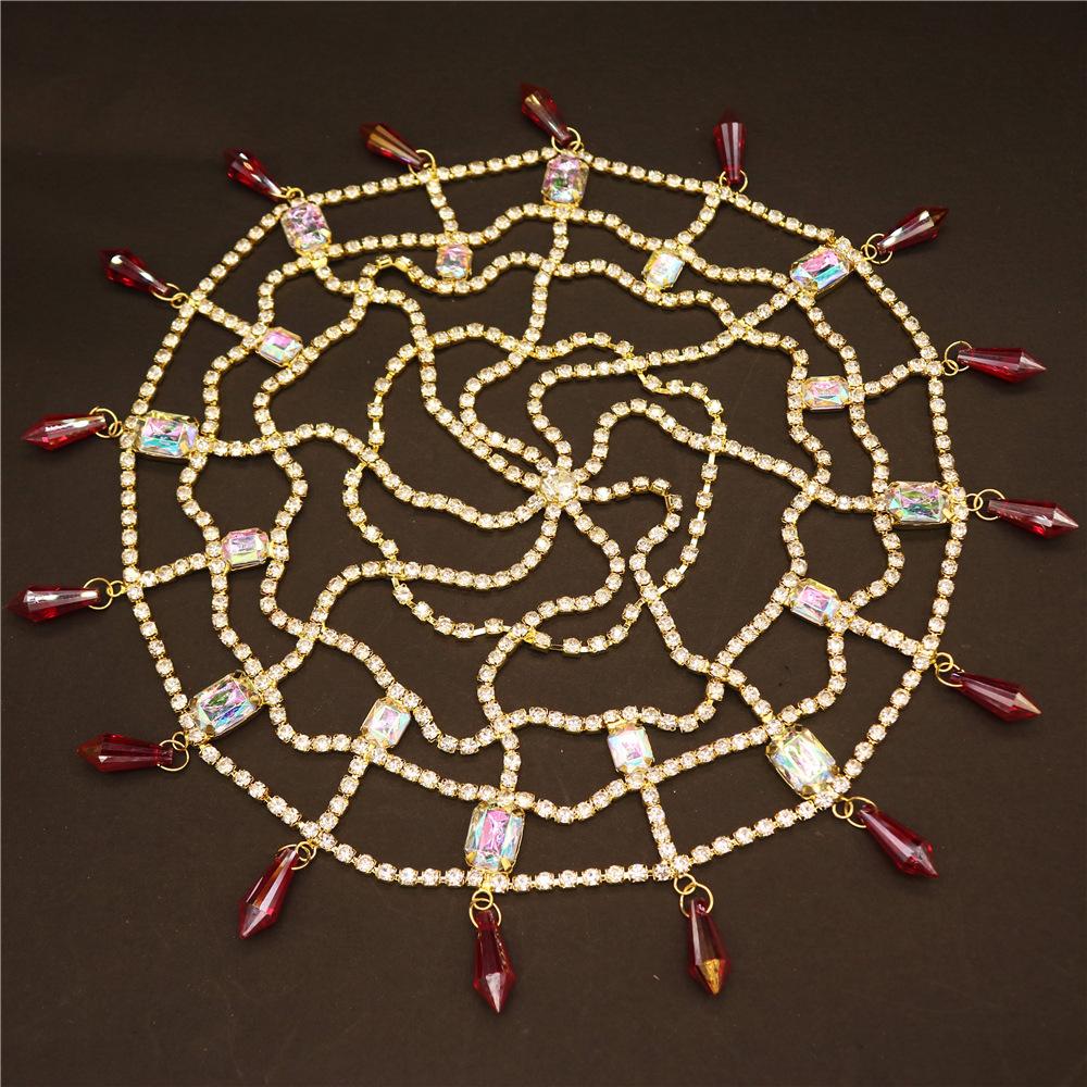 Elegante Fascia con Strass Accessorio per Capelli Moda Donna Cappello Quadrato Retrò Catena Copricapo