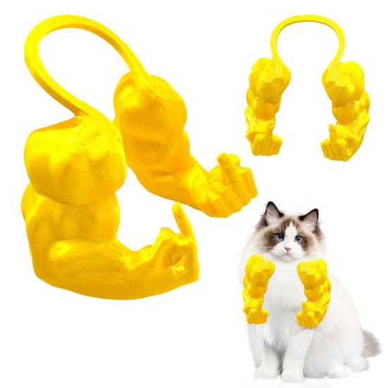 Cat Muscle Arm Costume 3D Printed Funny Cat Neck Arm with Muscle Pet Spoof Toy Hanging Arm Kitten Birthday Party Supplies