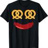 Happy Pretzel And Sausage Face Funny Oktoberfest Festival T Shirt
