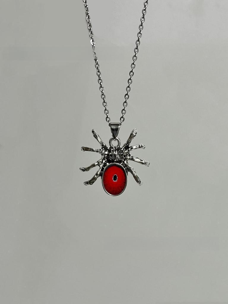 Gothic Halloween Spider Pendant Necklace With Geometric Alloy Chain For Women