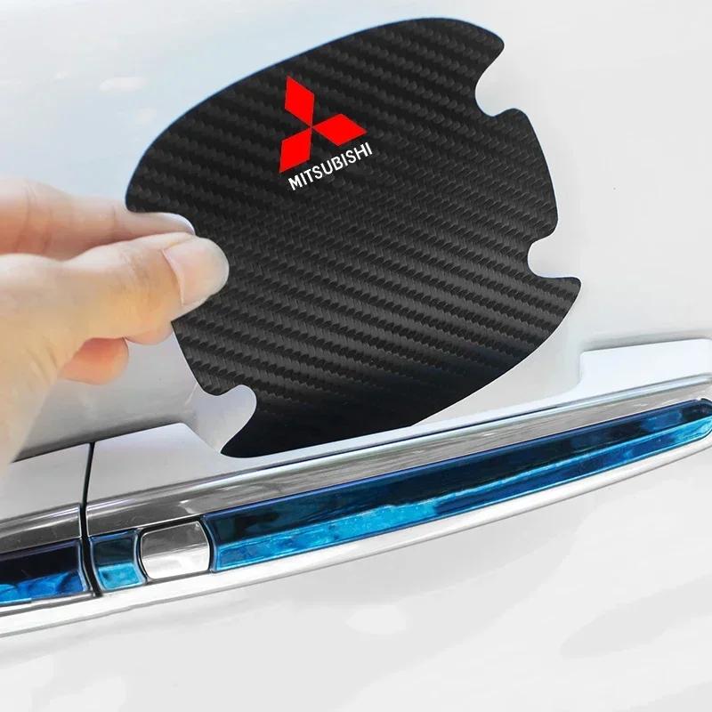 8pcs Carbon Fiber Car Door Handle Bowl Protection Stickers For Mitsubishi ASX Galant Mirage L200 EVO Triton Pajero Outlander