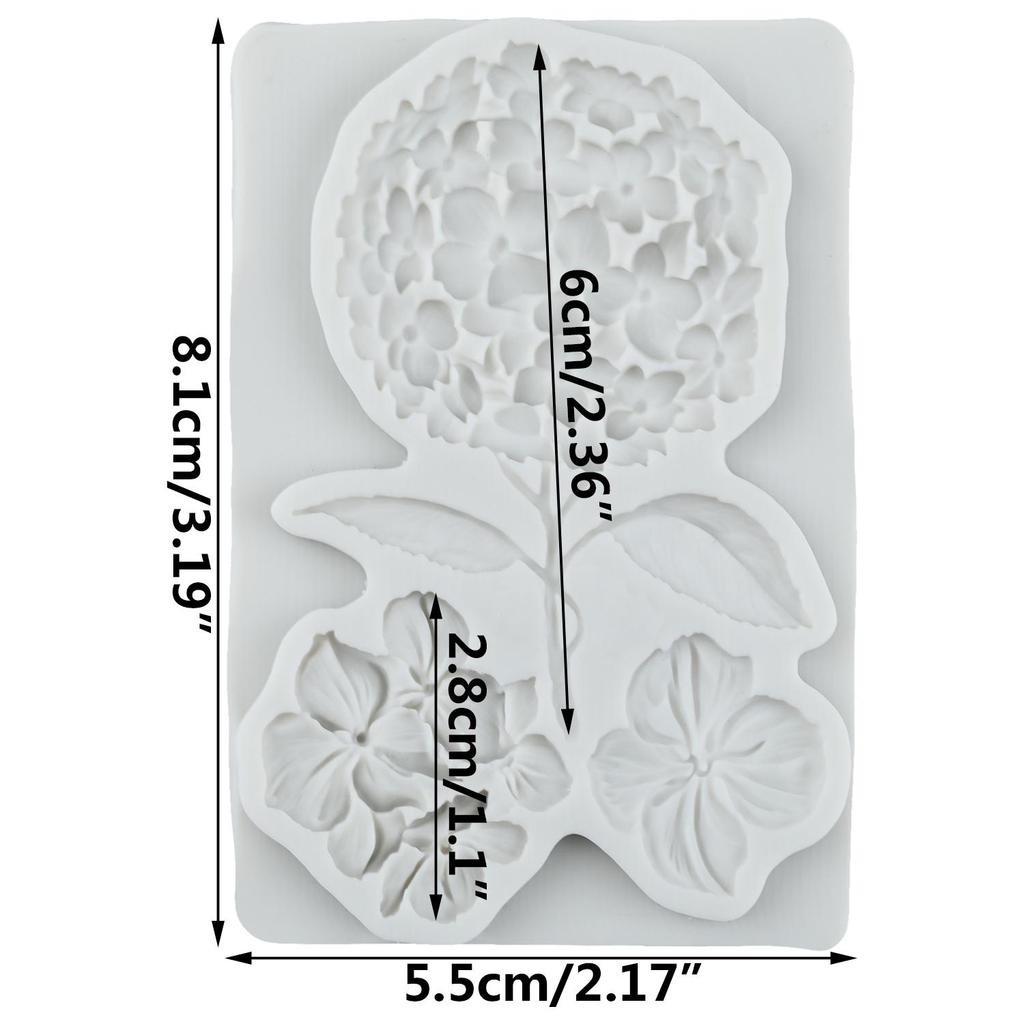 Stampo in Silicone a Forma di Fiore Fiore di Ortensia Stampi per Fondant Strumenti per Decorare Torte Topper per Cupcake Caramelle Argilla in Resina Stampo per Cioccolato Gumpaste