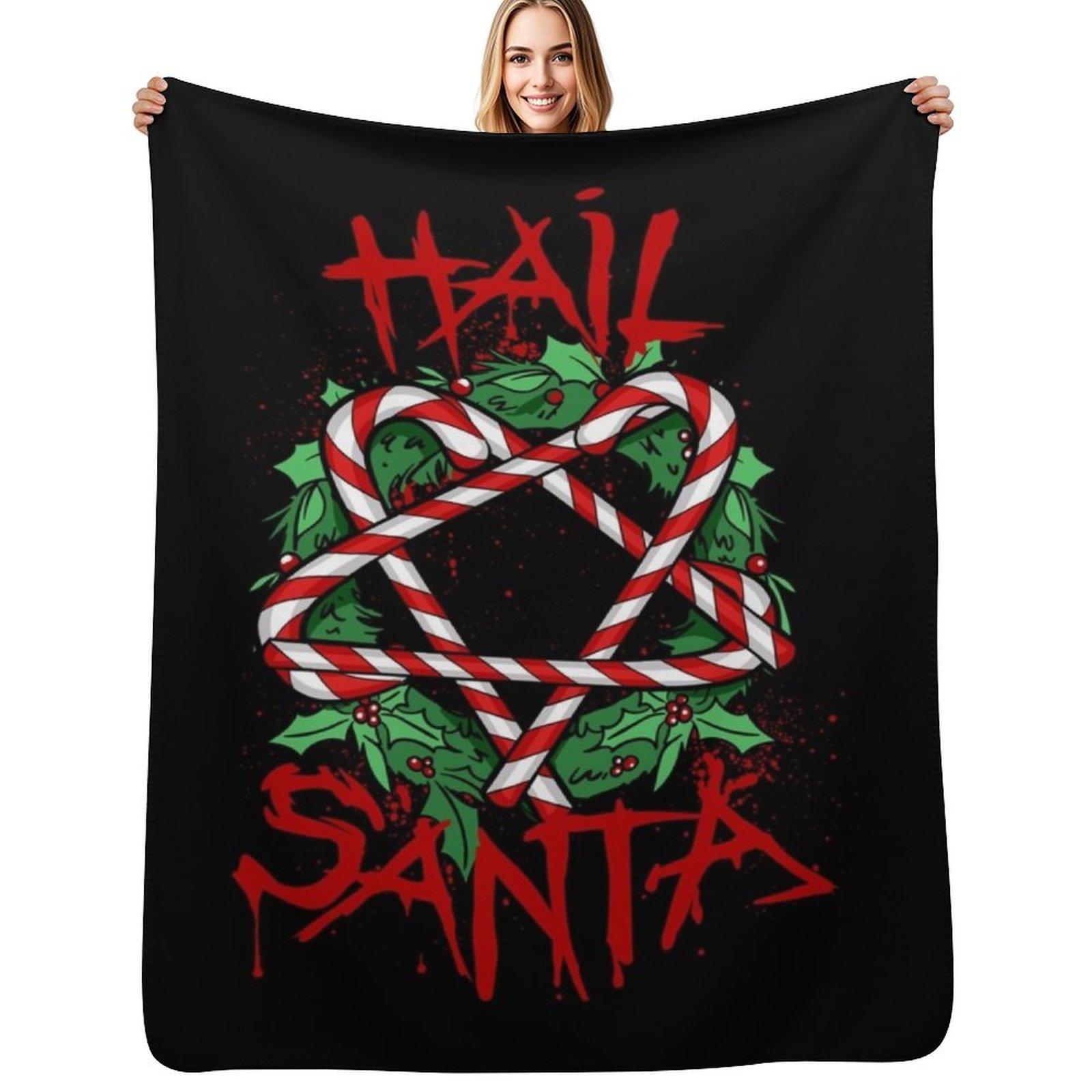 Hail Santa Throw Blanket Shaggy Furry Soft Blanket for Bedroom Living Room Size: 75*100cm, Weight: 230 GSM