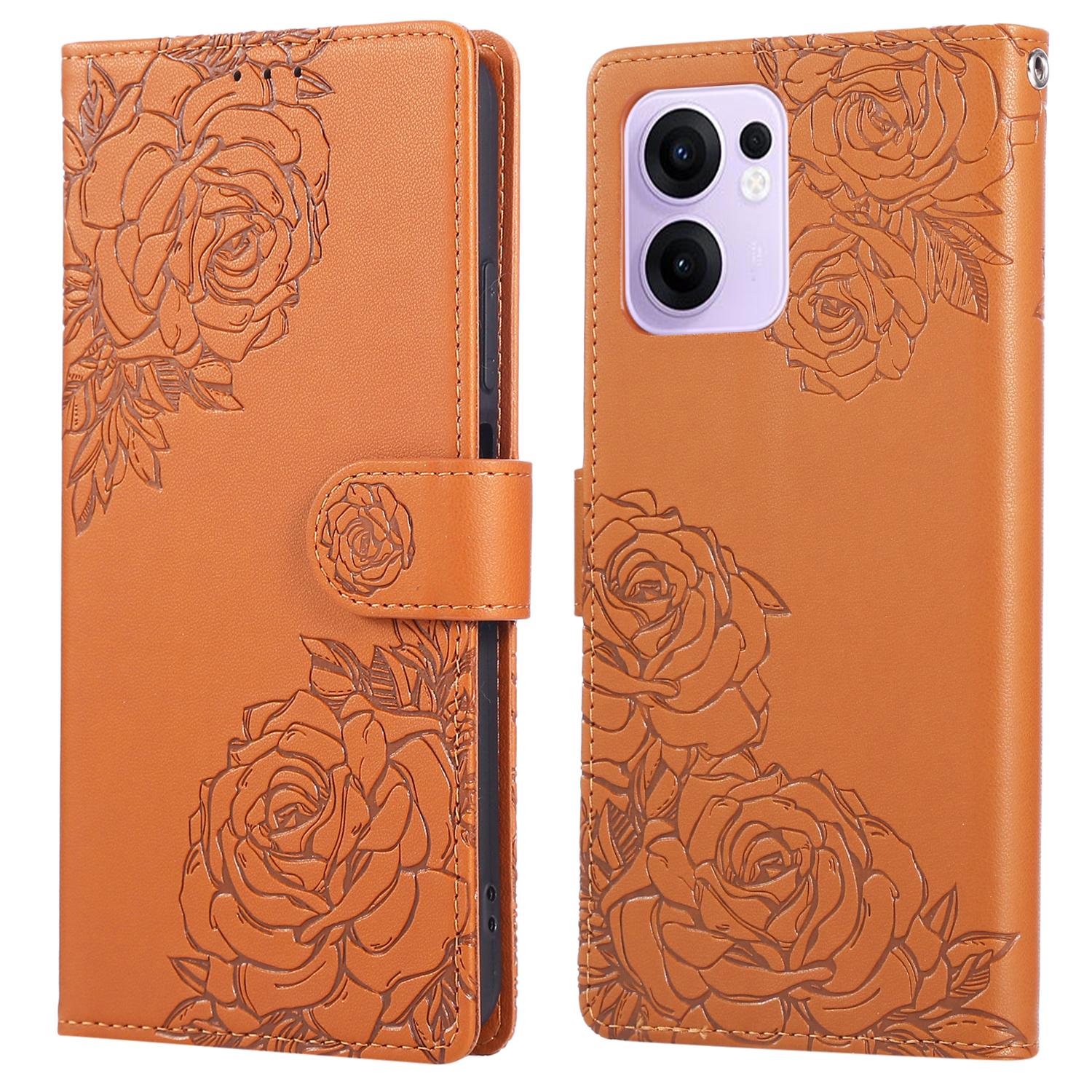 

Для Oppo Reno13 F 5G/4G Чохол Гаманець з PU шкіри з малюнком троянди та 3 відділеннями для карток Brown