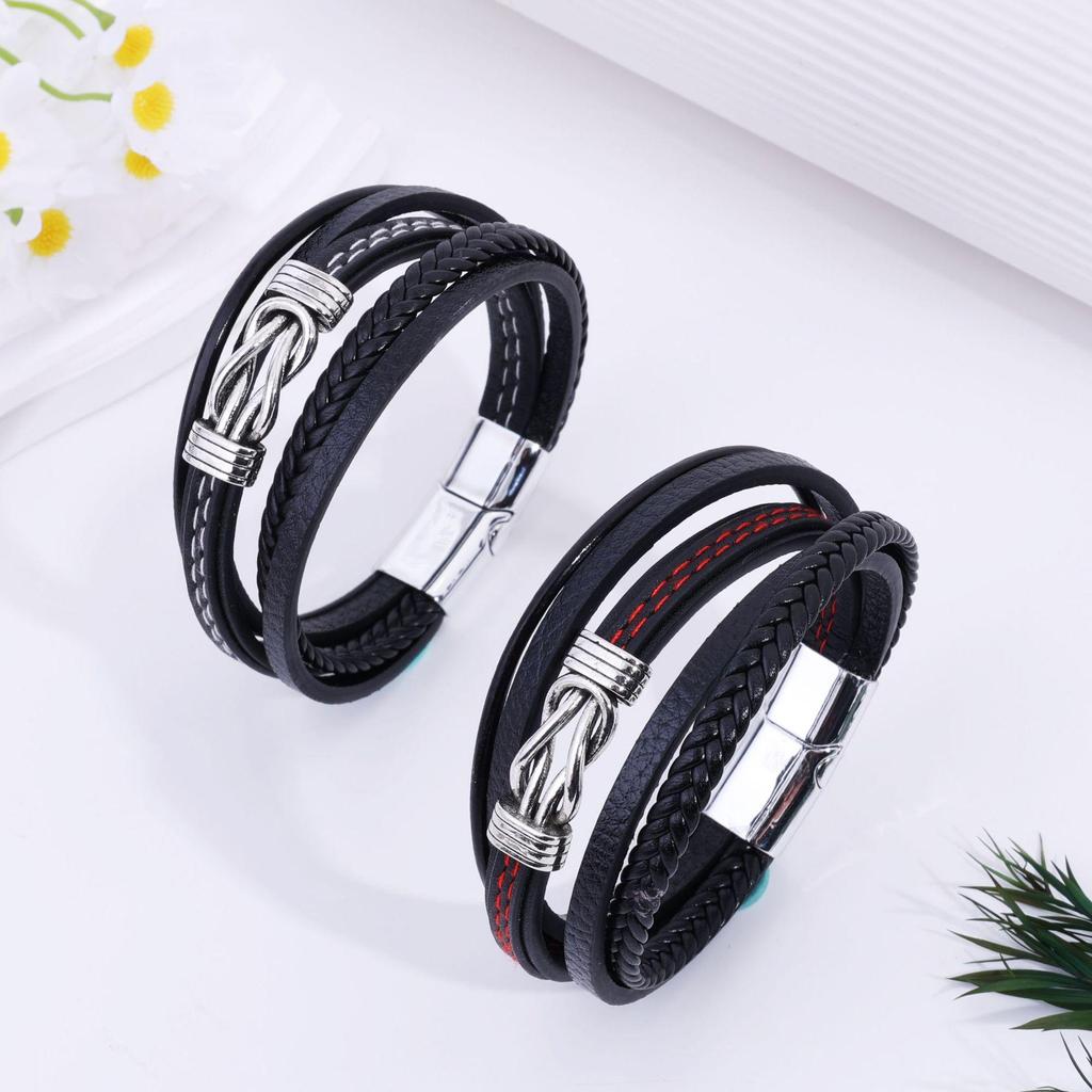 Men's Multi-layer Woven Leather Rope Bracelet: European-American Hip-Hop Punk Style