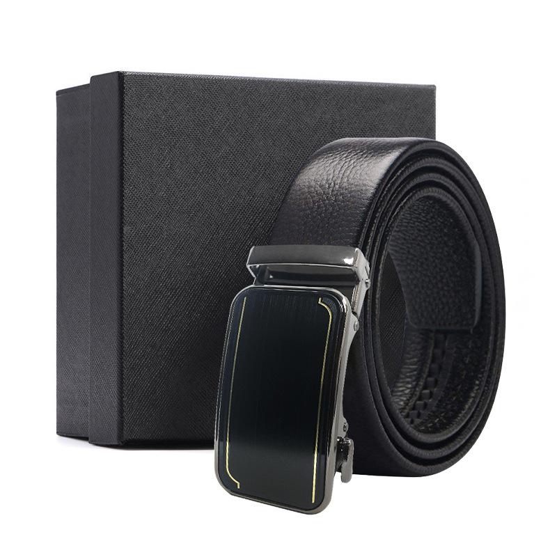 Belt Men's Premium Business Gift Box First Layer Cowhide Belt Alloy Button Head Gift High-end Automatic Buckle Belt