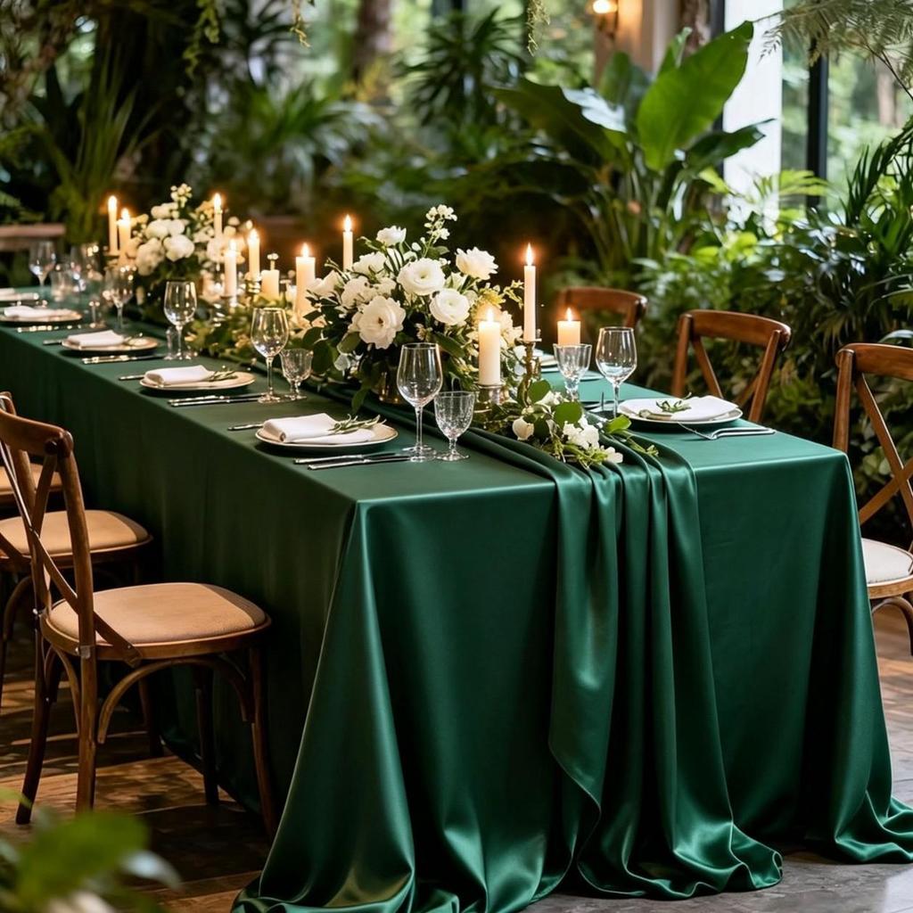 Red Glossy Satin Rectangular Tablecloth for Events and Weddings