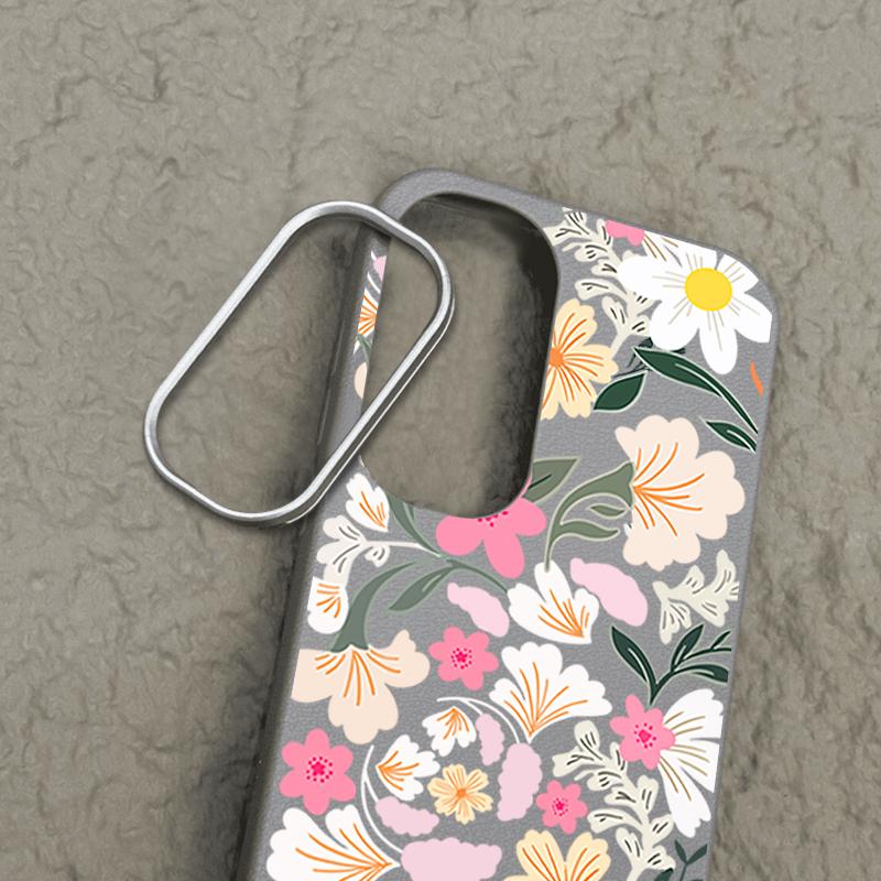 For Samsung S25 Ultra S24 FE S23 S22 S21 A56 A36 A16 A55 A15 Case Sakura Floral Print Soft Shockproof Slim Matte TPU Leather Texture Phone Cover