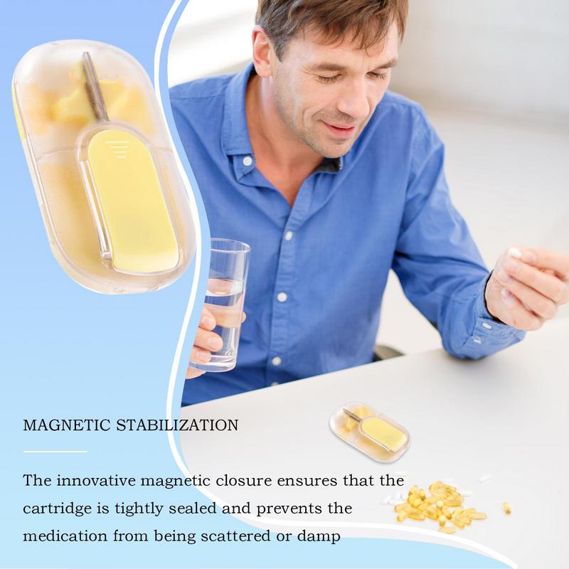 Taglia Pillole Portatile Piccolo Divisore per Compresse Contenitore Magnetico per Pillole Dispositivo di Taglio a Metà Per Donne Uomini Anziani Bambini Scuola