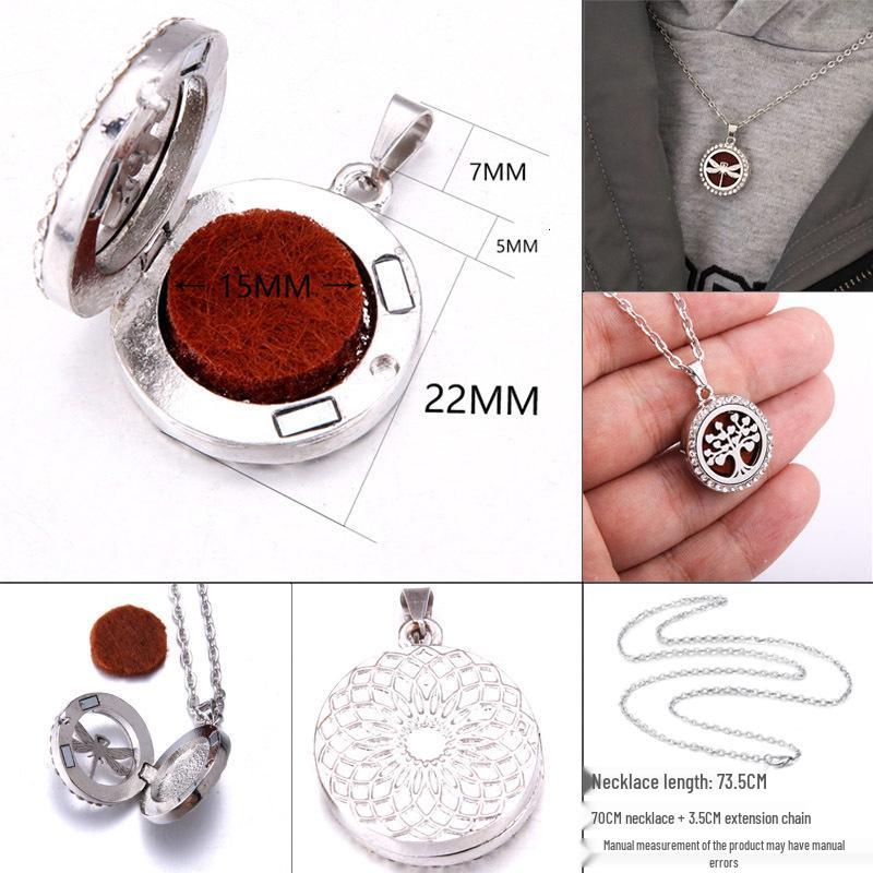 In-Stock Aromatherapy Hollow Diamond Pendant Necklace