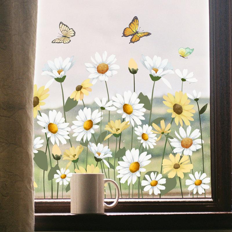 

1Pcs Watercolor Colorful Flowers Self-Adhesive Windows Stickers for Living Room Decor Bedroom Decoration Kids Room Glass Decals