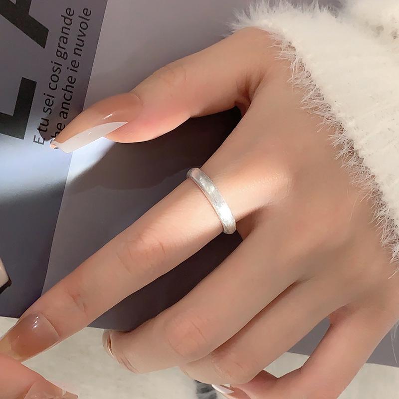 Stackable Pearl Ring - Adjustable Open Design, Cool Brushed Style for Women