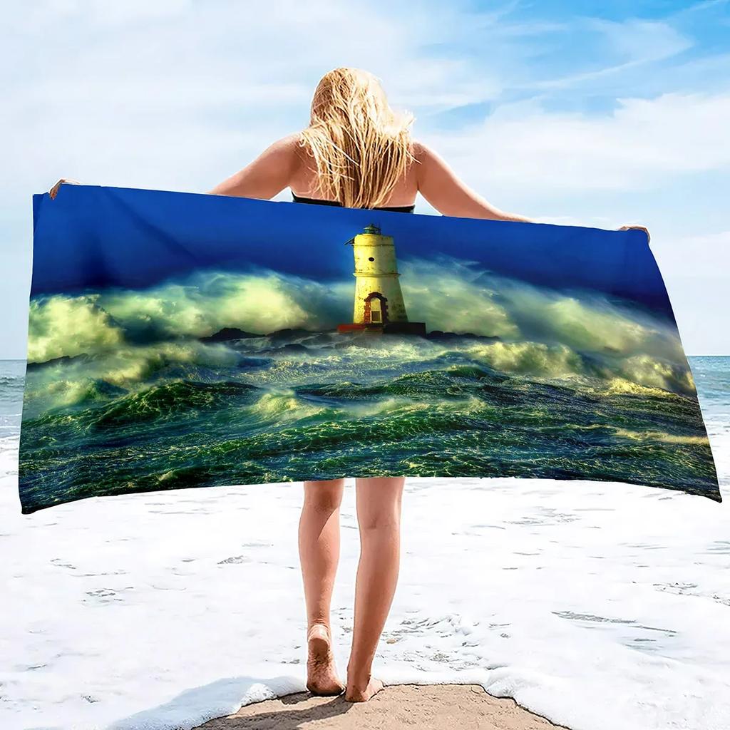 Leuchtturm Mikrofaser Pool Sandfest Strandtuch Decke Schnell Schnelltrocknend Sandfrei Proof Kompakt Outdoor Leichtgewichtige Handtücher