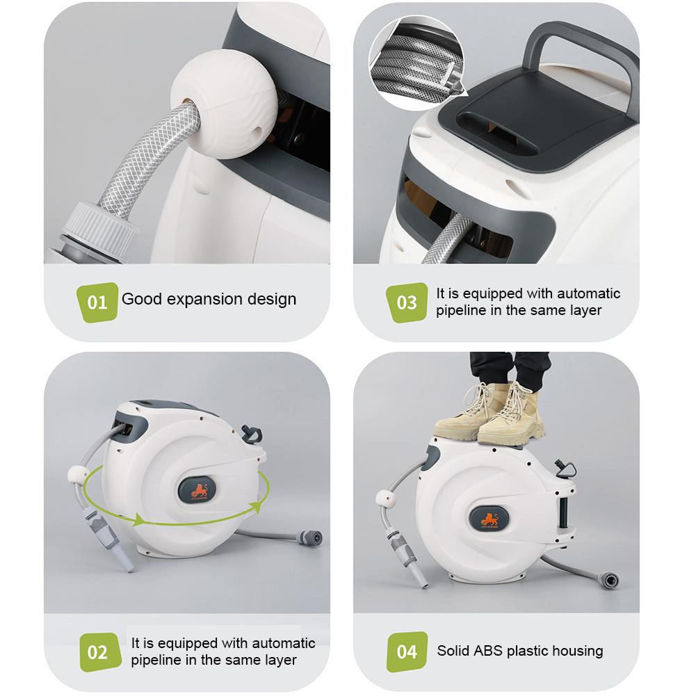 65 Ft Retractable Garden Hose Reel Automatic Hose Reel 180 Degree Swivel Bracket Telescopic Water Hose Reel for Car Washing