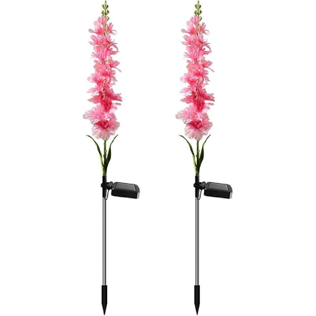 2 Pack 29.5 Inch Solar Hyacinth Flower Lights Outdoor Decorative, Purple Silk Hyacinth Flower Lights for Garden Decor