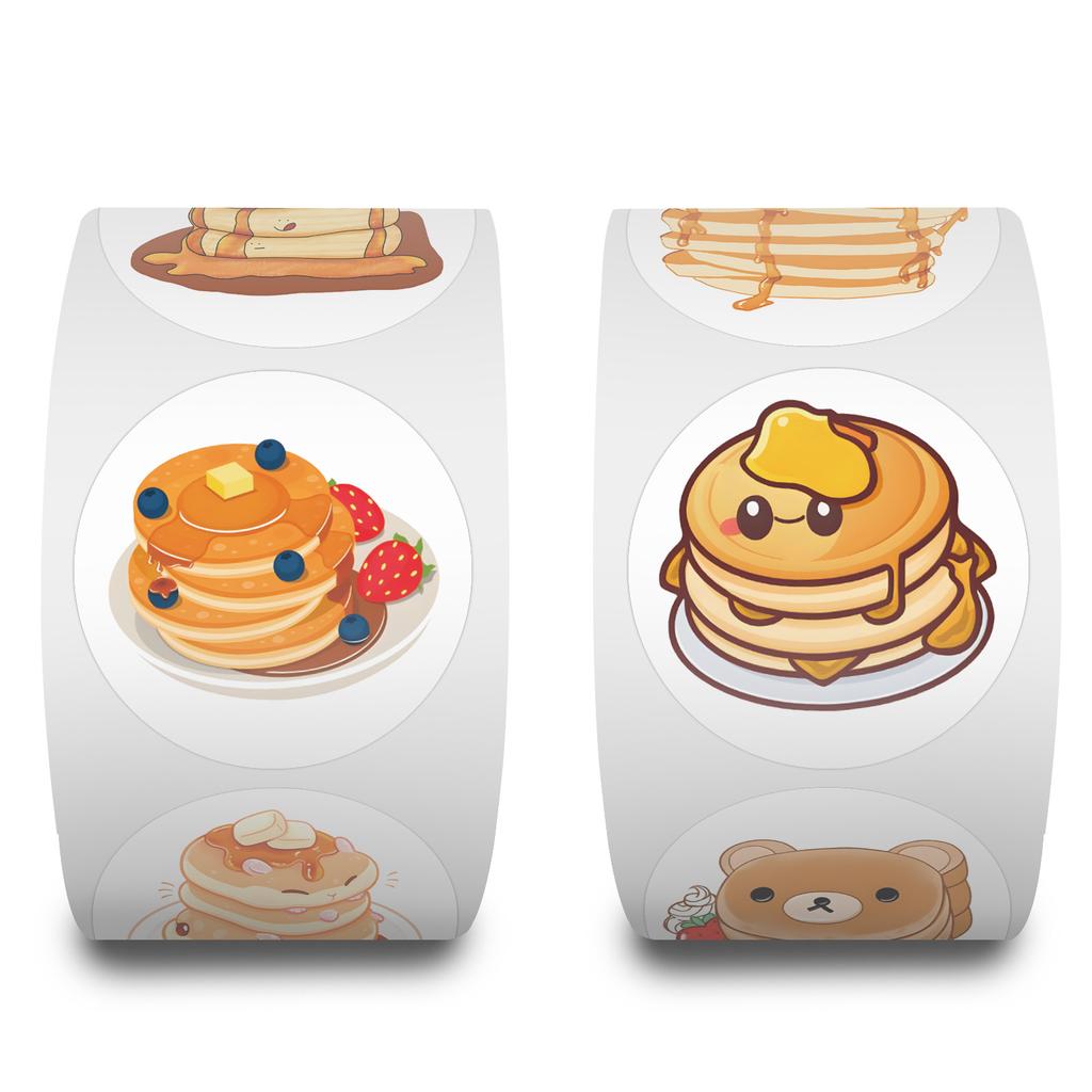 500 Stickers/roll Pancake Dessert Roll Stickers Celebrate Birthday Stickers Decorative Stickers Children Reward Color Stickers