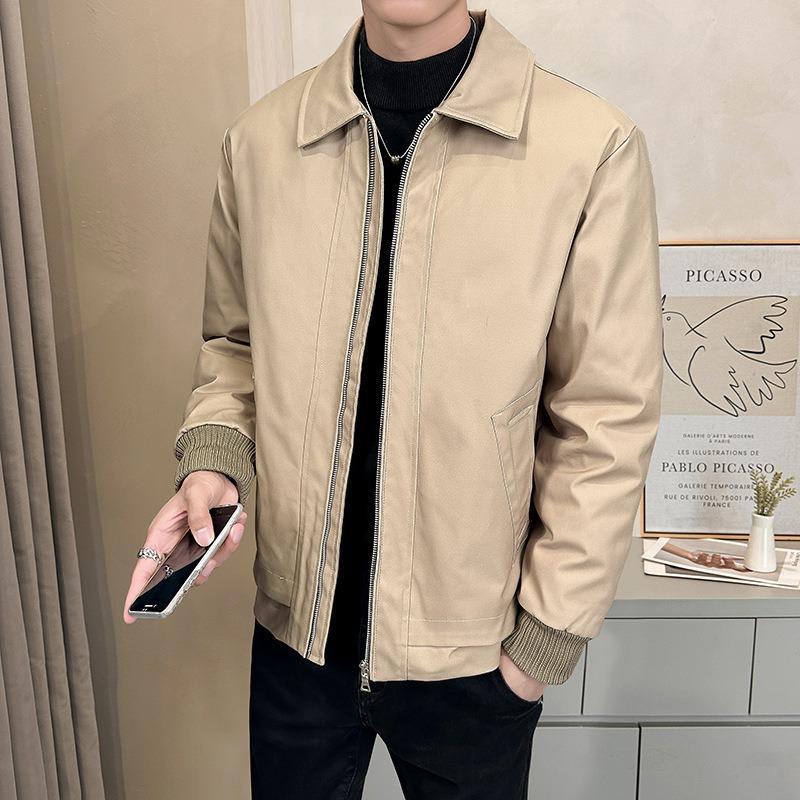 % White Duck Down Jacket Men's Winter Solid Color Business Winter Loose Lapel Casual Jacket