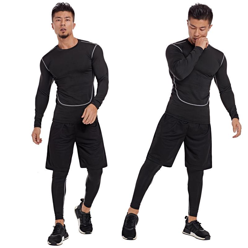Men's Quick-Dry Basketball Compression Sportswear Set - 3 or 4 Pieces for Autumn/Winter Running