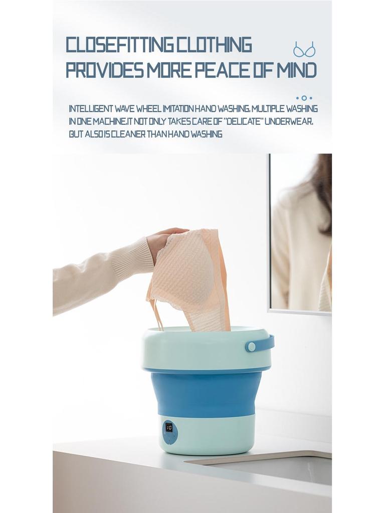 Compact Folding Mini Washing Machine for Students - Perfect for Underwear and Socks.