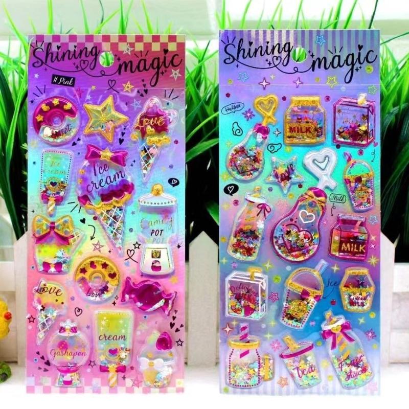 Shimmering Quick Sand Sticker Adhesive PVC Sticker for Notebook Journal Phone Cover Luggage Scrapbooking Decoraiton