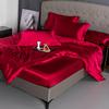 Summer double-sided ice silk mattress four-piece set silky smooth and cool silk three-piece set bed sheet quilt cover light luxury bedding cool