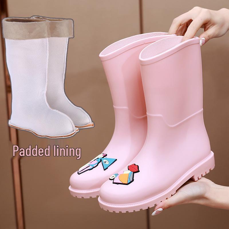 Fashionable Women's Non-slip Mid-calf Waterproof Rubber Rain Boots
