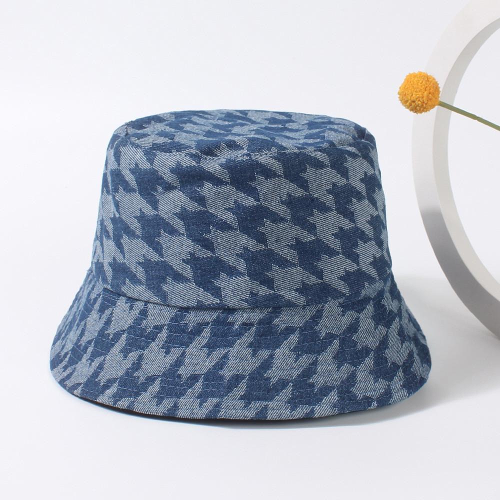 Women's Fisherman Hat Autumn Winter Korean Fashion Plaid Bucket Hat Adjustable Sun Protection