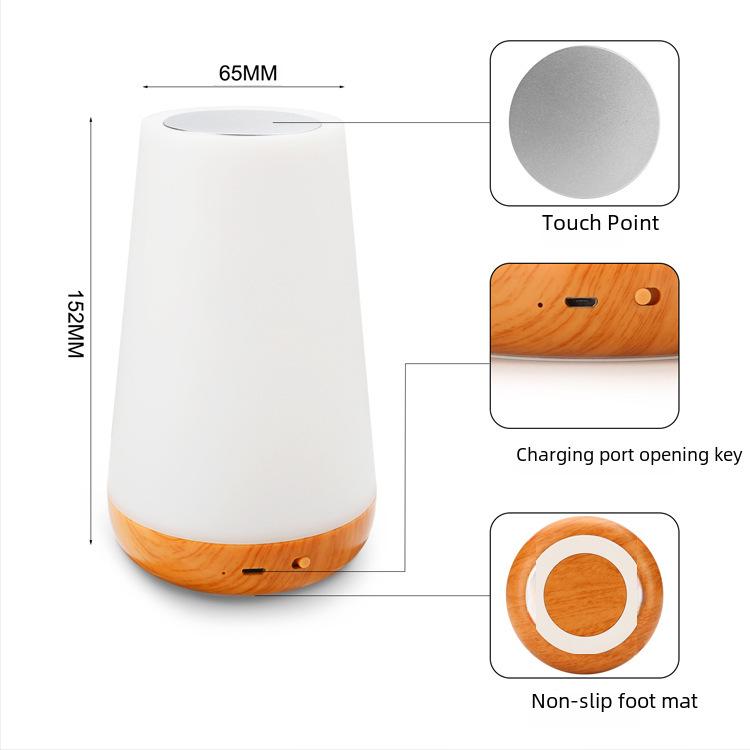 Creative Wood Grain Remote Control Touch Night Light: 13-Color Bedside Table Lamp
