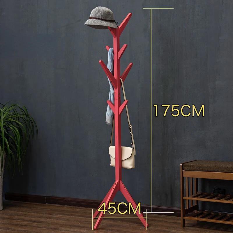 Solid Wood Coat Rack 8-Hook Clothes Hanger Hat Stand Floor Home Bedroom Storage Organizer Minimalist Modern Decorative Furniture