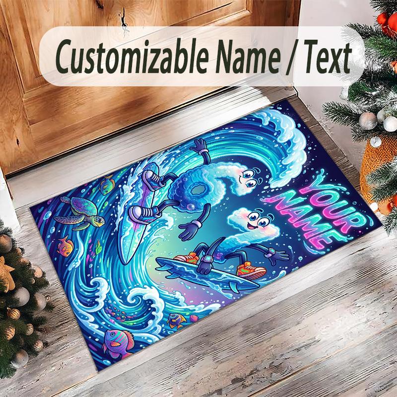 Family Friends Theme Crystal Velvet Rug Personalized Custom Name Text Soft Floor Mat Home Decor