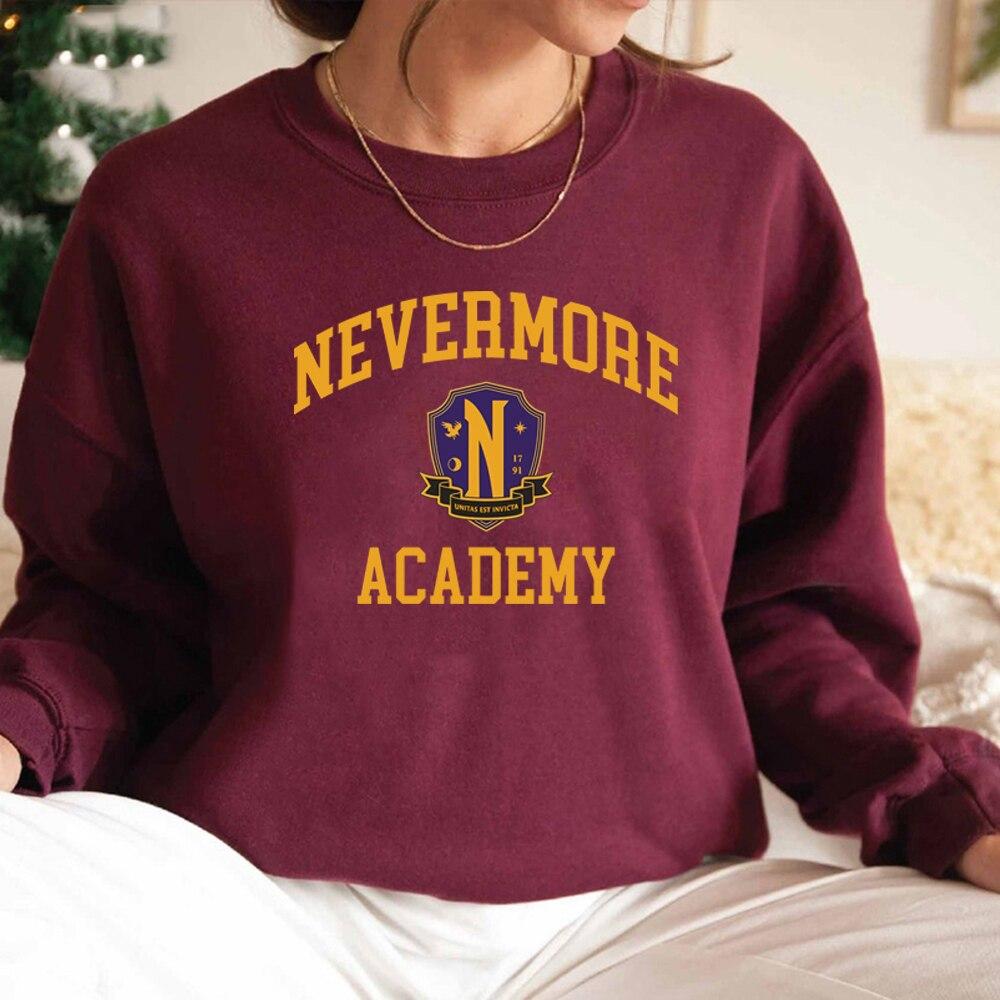Hanorac Nevermore Academy Costum Wednesday Adams Pulover film retro Pulover unisex cu gât crew Pulover Pulovere casual Hanorac