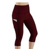 Womens High-Waisted Cross-Leg Capri Yoga Pants With Side Pockets Stretchy Fitness Leggings Gym Workout Running