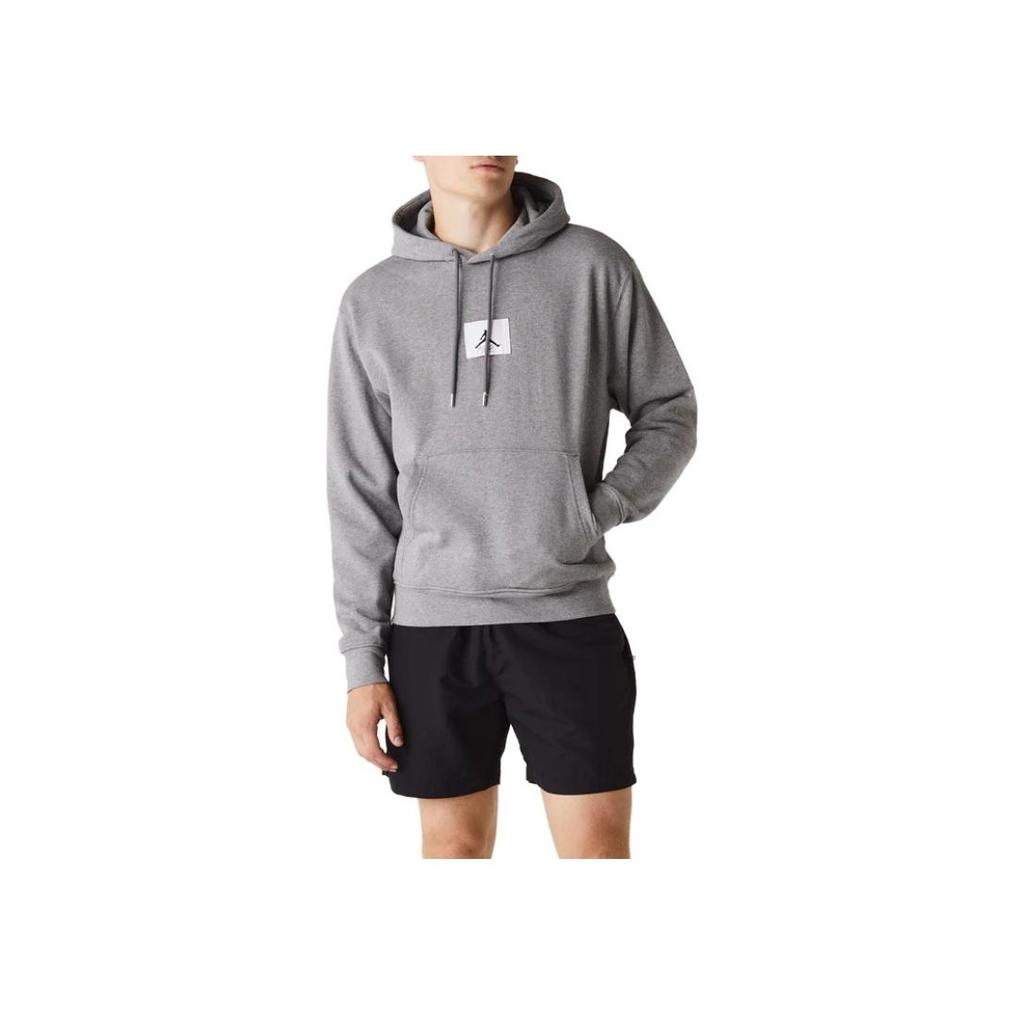 Jordan Solid Logo Print Hoodie Long Sleeve Sport Sweatshirt Men Tops Gray DQ7338-091