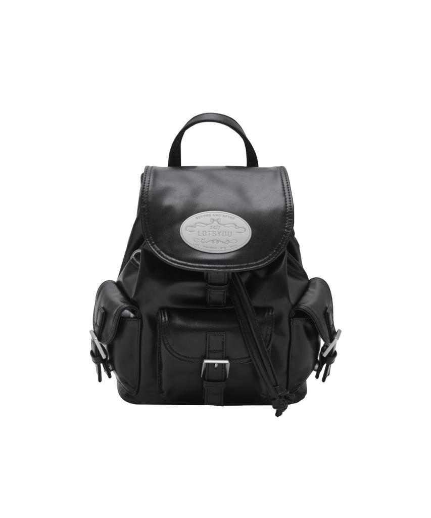 Lotsyou [Leather] Nostalgia Twinkle Backpack Black