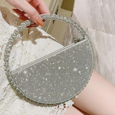 Niche New Dinner Bag, Small Rhinestone Round Handbag, Celebrity Rhinestone Banquet Bag, Dress, Evening Bag