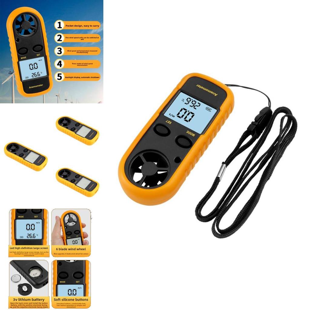 Digital Anemometer Wind Speed Meter With Backlit Display For Weather Monitoring
