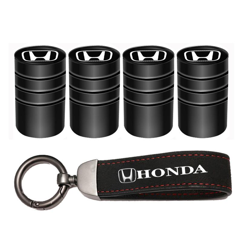Car Tire Wheel Valve Caps Cover Suede Key Chain For Honda Civic Fit Accord City Vezel CRV S660 Odyssey HRV Insight Pilot Type-R