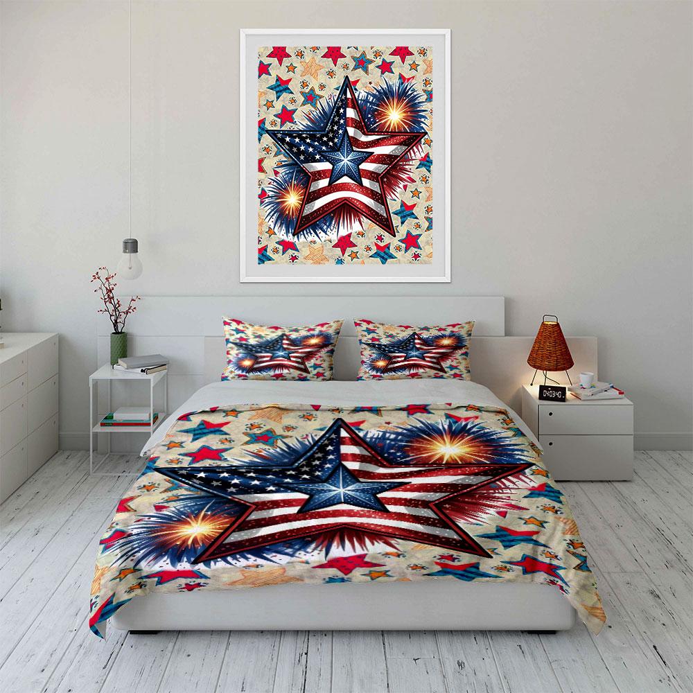 Patriotic Star Bedding Set Bedding Duvet Cover Set Duvet Cover Pillowcases (1 * Duvet Cover 2 * Pillowcases, Without Duvet Insert)