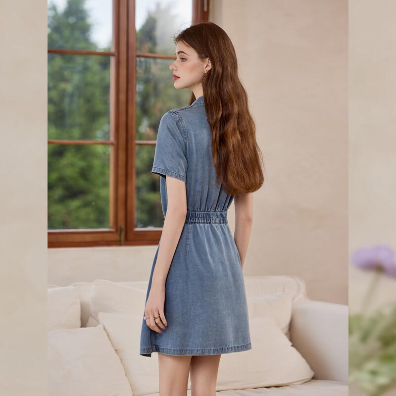 Bailuyu Tencel Blend Denim Faux Two-Piece Dress