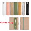 Portable Pu Leather Pen Bag Elastic Buckle Book Notebook School Pen Case for Office Meeting Easy Carry Office Student Stationery
