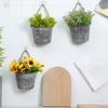 Practical Vintage Hanging Flower Pot Country Style Iron Wall Mounted Planter Semicircle Flower Vase Balcony Decor